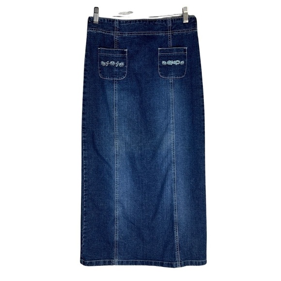 Vintage Y2K Medium Wash Denim Maxi Jean Skirt Size Small - Picture 1 of 10
